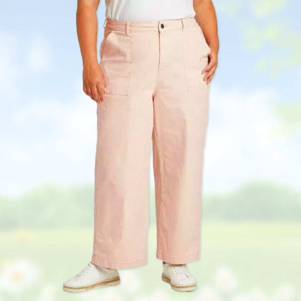NWT Highest-Rise Wide-Leg Peach/Pink Crop Jeans - Women's Sizes 12, 16, 18 Pants - Picture 5 of 6